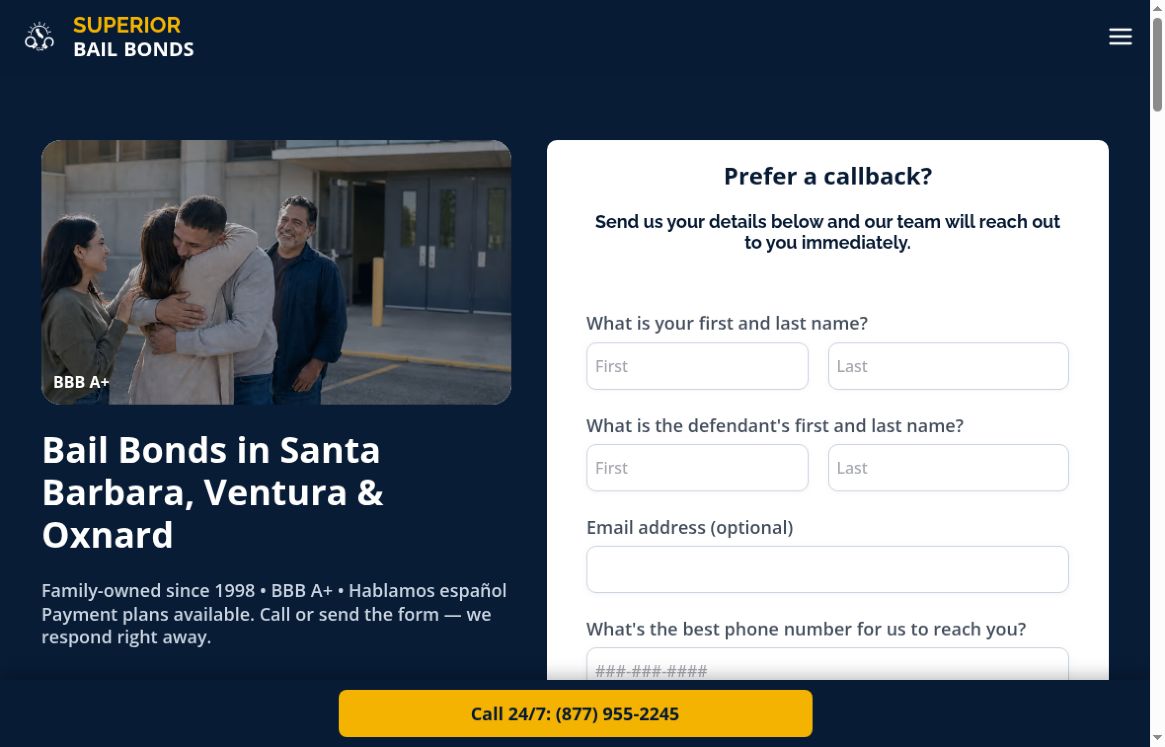 Superior Bail Bonds website
